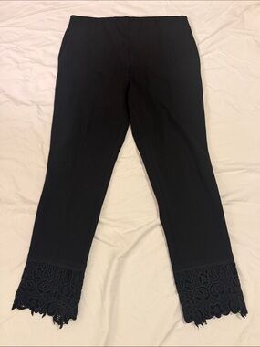 Chico's Black Boot-Cut Pants with Lace Trim Ankle